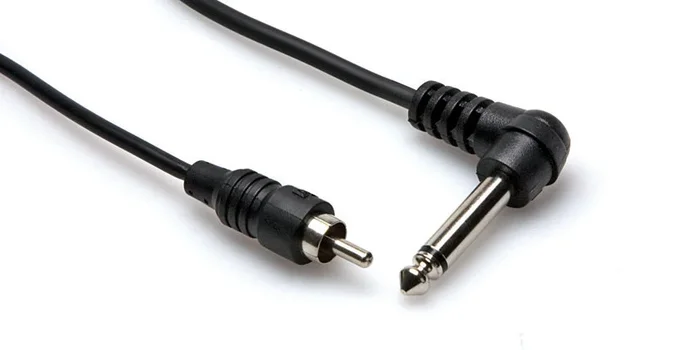 Hosa CPR-103R Unbalanced Interconnect, Right-Angle 1/4″” In TS to RCA, 3ft