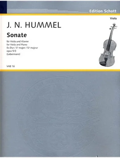 Hummel, J.N.: Viola Sonata in E flat, Op. 5 No. 3
