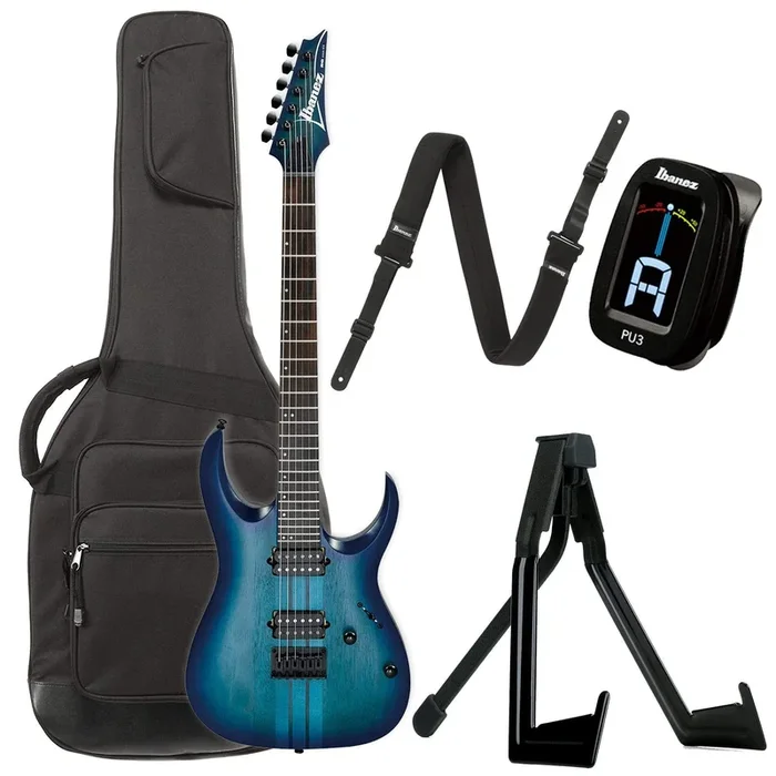 Ibanez RGAT62 Sapphire Blue Flat Bundle w/ Ibanez Gig Bag, Stand, Tuner and Strap