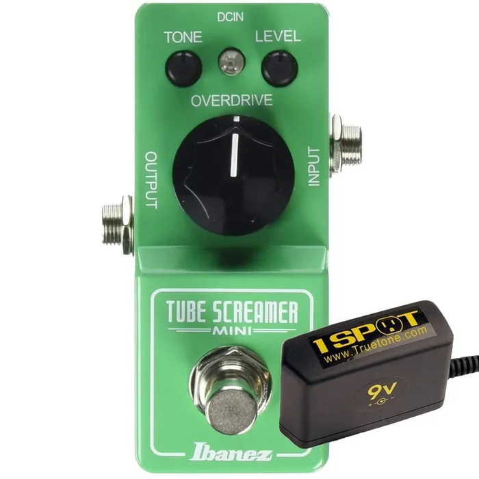 Ibanez Tube Screamer Mini Bundle w/ Truetone 1 Spot Space Saving 9v Adapter