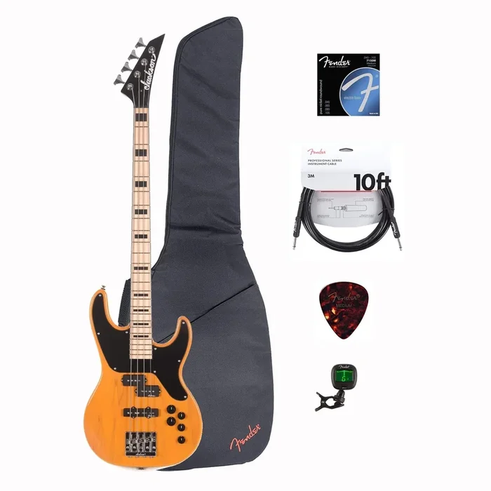Jackson X Series CBXNTM IV Bass Butterscotch w/Gig Bag, Tuner, Cables, Picks and Strings Bundle