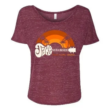 Jake Shimabukuro Apparel -Rainbow Ukulele Ladies T-Shirt – Marble Maroon