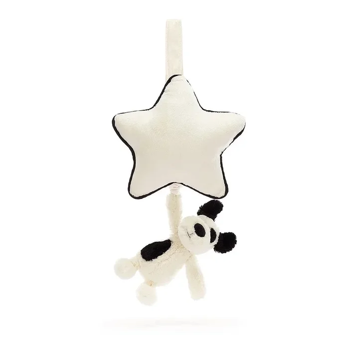 Jellycat bashful black & cream puppy musical pull