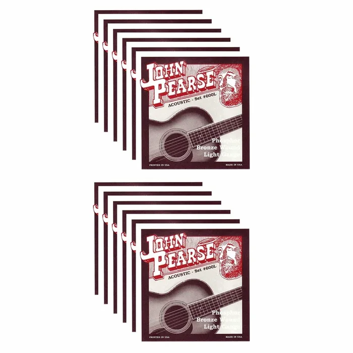John Pearse Acoustic Strings Phosphor Bronze Light 12-53 (12 Pack Bundle)