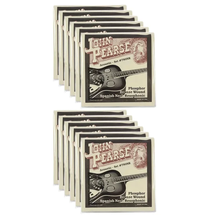 John Pearse Acoustic Strings Phosphor Bronze Spanish Neck Resophonic 13-56 (12 Pack Bundle)