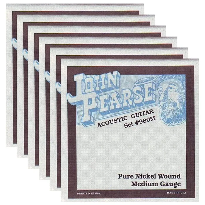 John Pearse Acoustic Strings Pure Nickel Medium 13-57 (6 Pack Bundle)