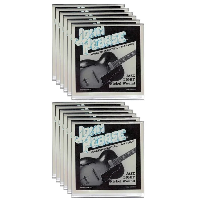 John Pearse Electric Strings Pure Nickel Jazz Light 11-50 (12 Pack Bundle)