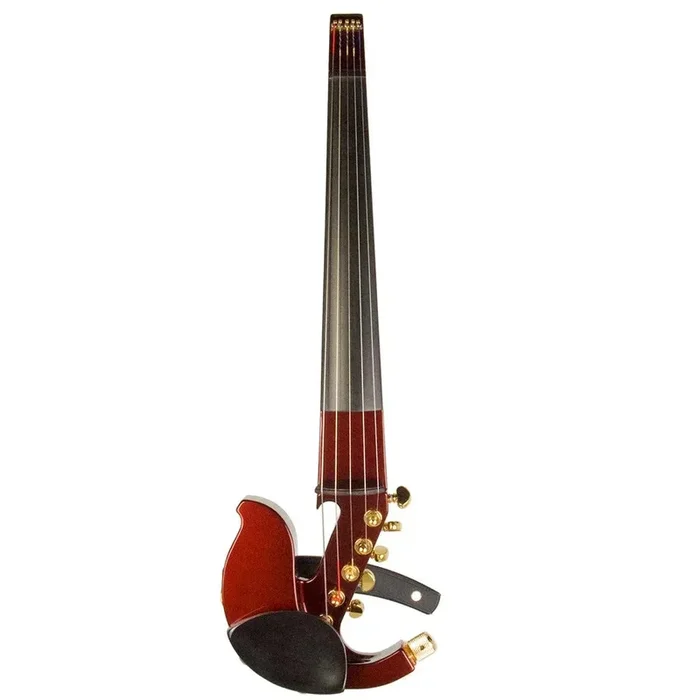 Jordan 5-string violin, dark cherry metallic with Starfish Designs bridge
