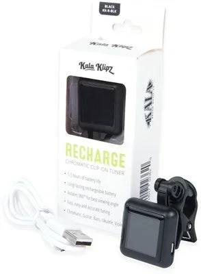 KALA Rechargeable Klipz Clip On Tuner Black – Headstock Uke Tuner KK-R-BLK