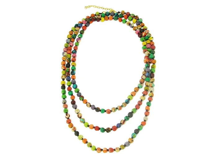Kantha Long Beaded Necklace