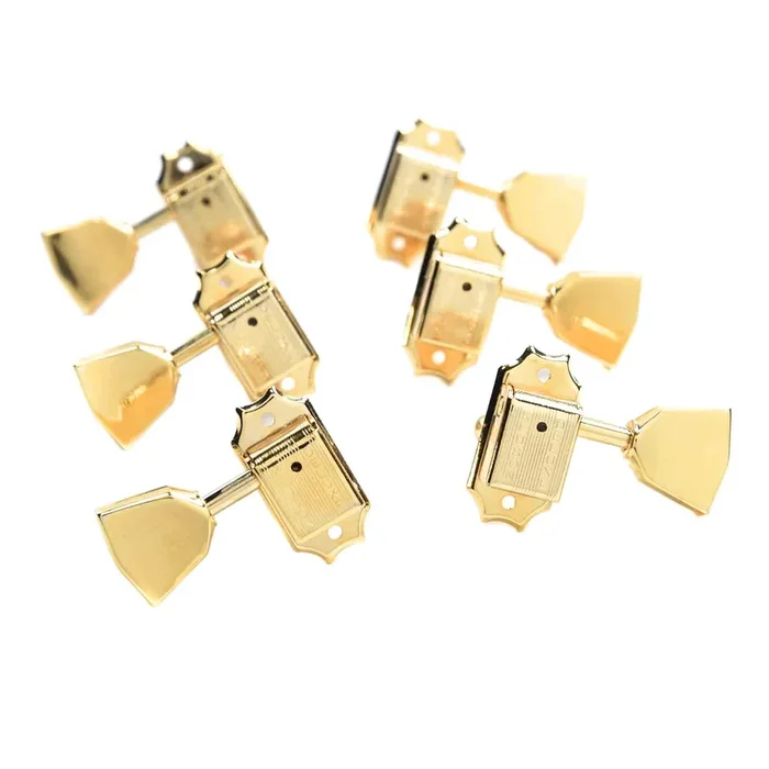 Kluson Traditional 3+3 Metal Keystone Button Double Line Tuners Gold