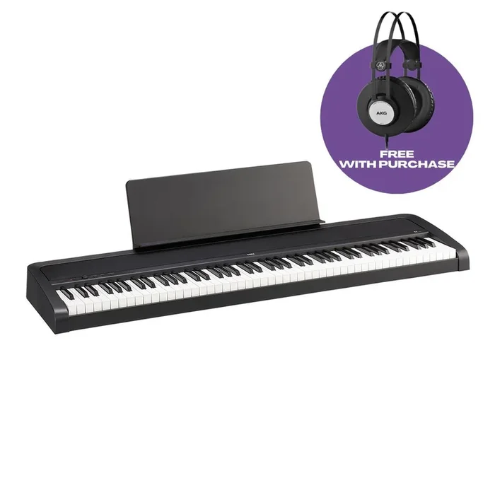 Korg B2 88 Weighted Hammer Action Digital Black With AKG K-72 Headphones