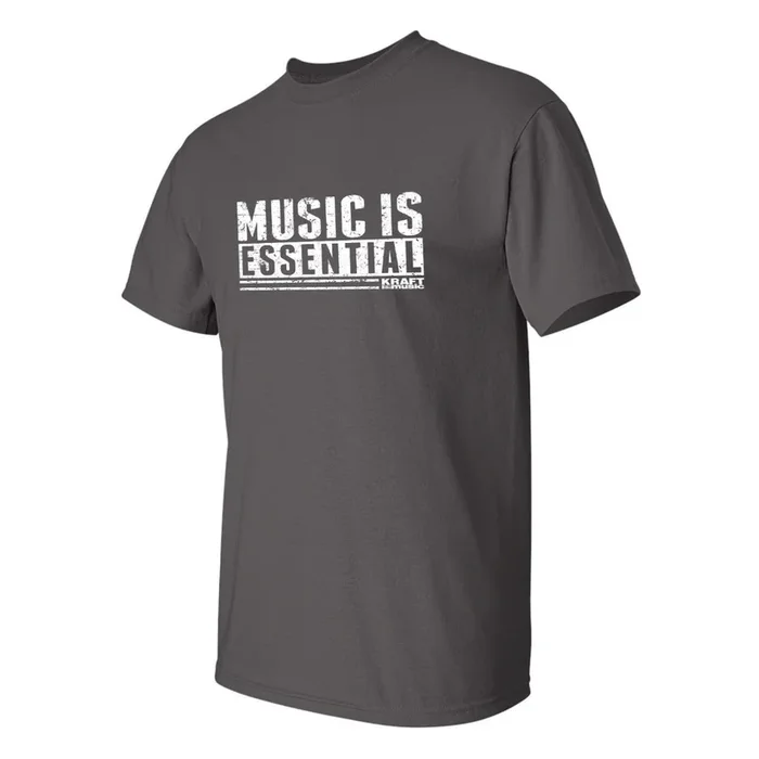 Kraft Music “Music Is Essential” T-Shirt – Grey