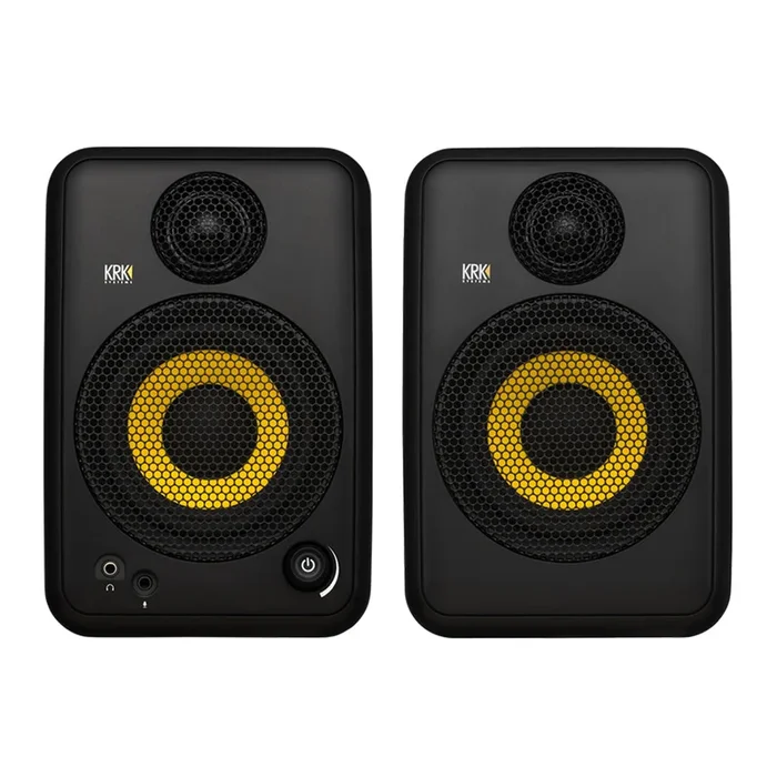 KRK GOAUX4 Portable Studio Monitors 2-Way 4″; Bi-amped Class D Power w/ measurement microphone