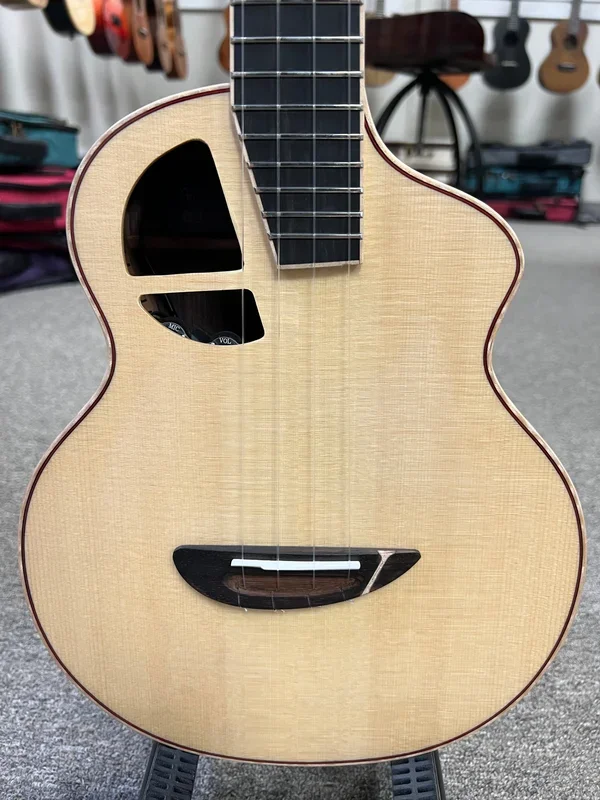 L Luthier LE Rose EQ Solid Spruce/Rosewood Electric Tenor Ukulele w/Case
