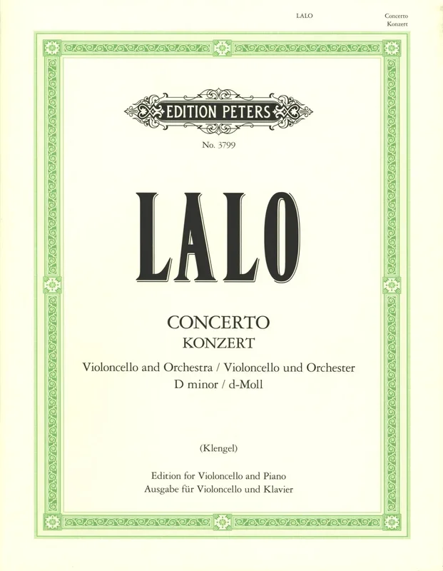 Lalo, Concerto in D Minor for Cello and Piano (Peters)