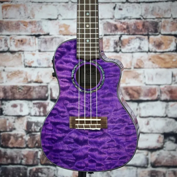 Lanikai Acoustic/Electric Tenor Ukulele | Quilted Maple Purple Stain