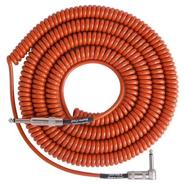 Lava Super Coil Instrument Cable 35′ Straight-Right Orange