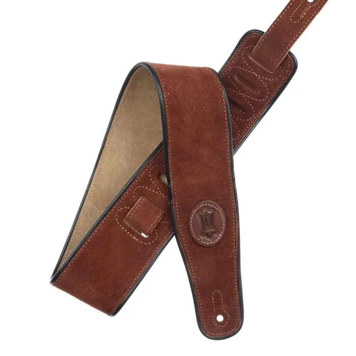 Levy’s 2.5″ Signature Series Suede Guitar Strap w/Decorative Piping Rust