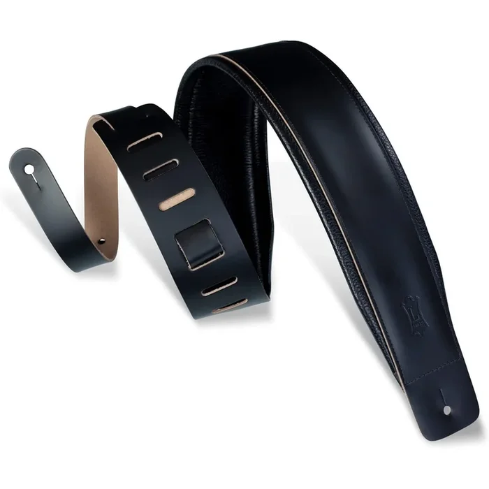 Levy’s DM1PD 3″ Leather Strap with Leather Backing in Black