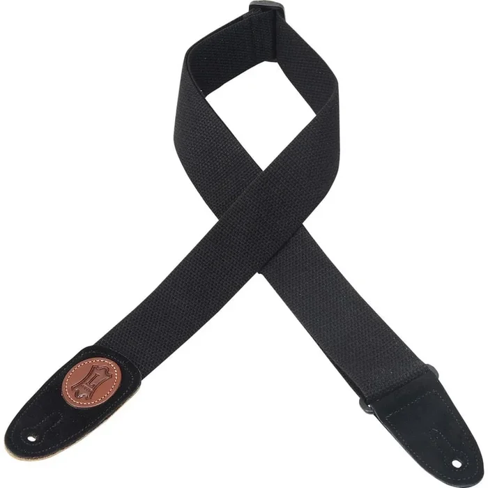 Levy’s MSSC8-BLK 2 Inch Signature Series Cotton Guitar Strap with Suede Ends- Black