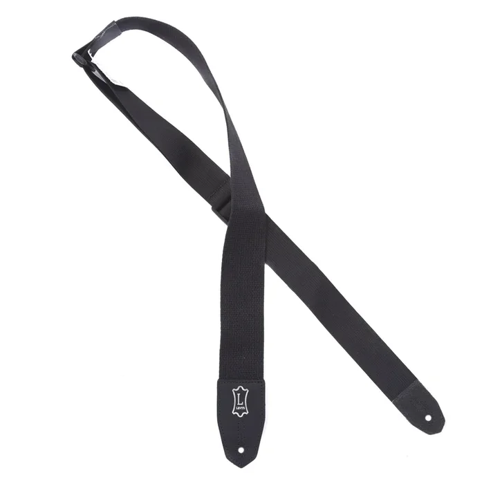 Levy’s Right Height 2″ Wide Cotton RipChord Guitar Strap Black