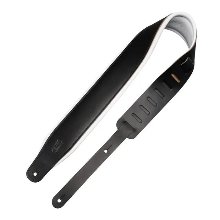 Levy Amped Leather Series Guitar Strap in Black and White