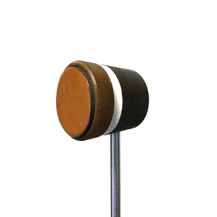 Low Boy Bass Drum Beaters Lightweight Leather Daddy, Medium/Light Brown w/White Stripe