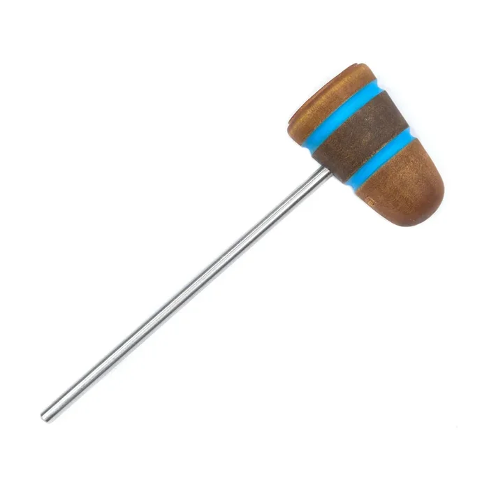 Low Boy Standard Leather Bass Drum Beater Light Brown/Med Brown/Light Brown w/Shock Blue Stripes