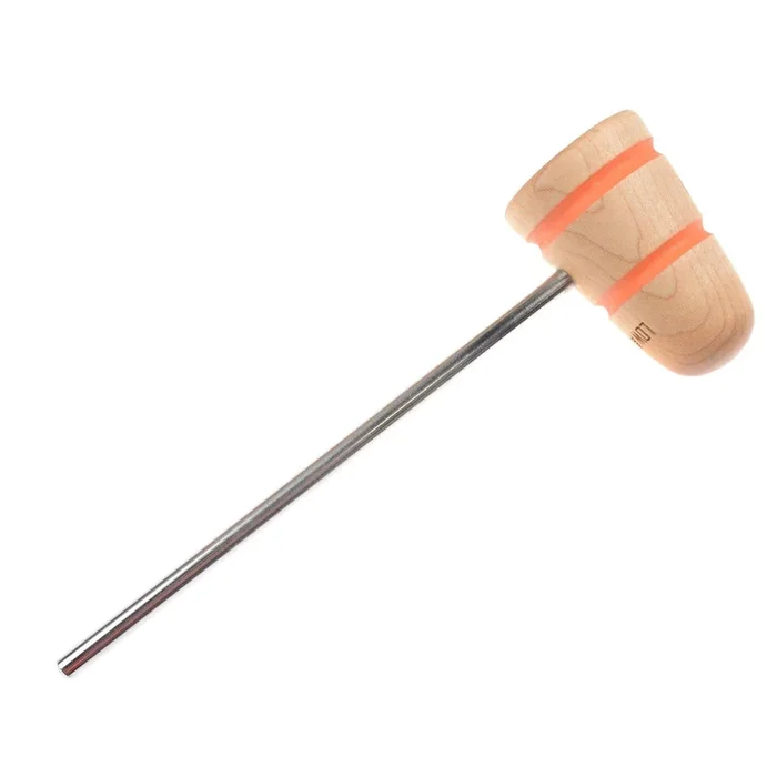Low Boy Standard Wood Bass Drum Beater Natural Maple w/Orange Stripes & CDE Logo