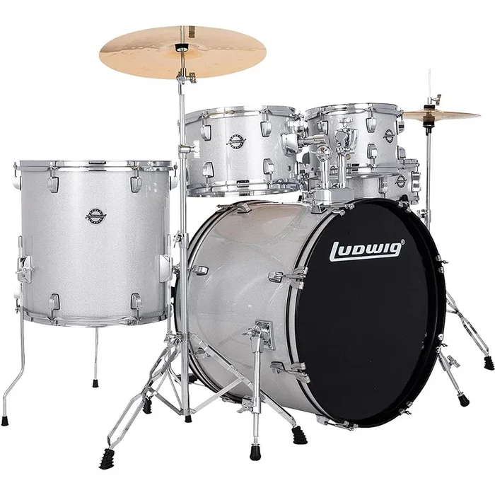 Ludwig Accent 5-piece Complete Drum Set – Silver Sparkle