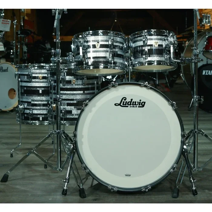Ludwig Classic Maple 5pc 22/10/12/14/16 Drum Set Digital Black Sparkle