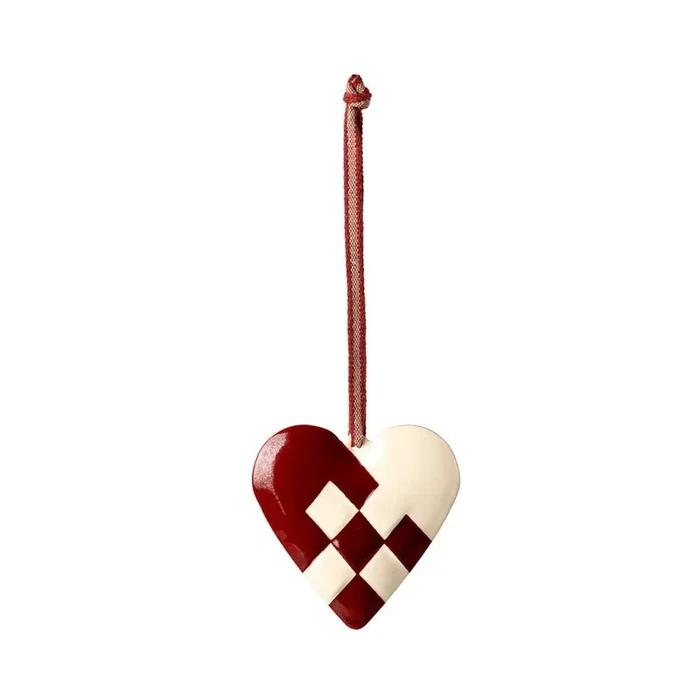 Maileg large metal braided heart ornament – red