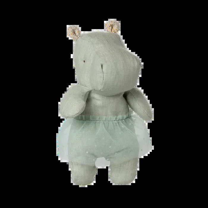 Maileg safari friends, hippo w. skirt, small – mint