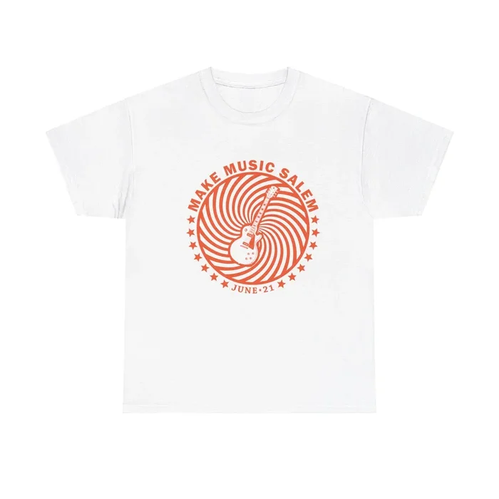 Make Music Day Salem Spiral Guitar Orange Logo T-Shirt