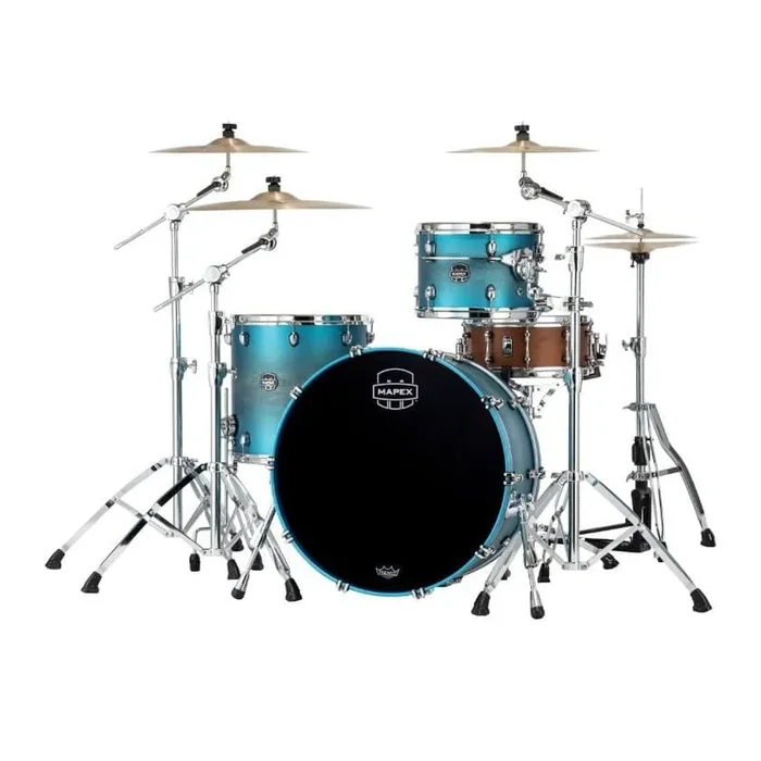 Mapex Saturn Evolution Hybrid Powerhouse Rock 3 Pc Drum Set w/o Snare 24/13/16 Exotic Azure Burst