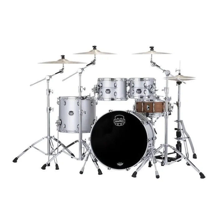 Mapex Saturn Evolution Rock 4 Pc Birch Drum Set w/o Snare 22/10/12/16 Iridium Silver