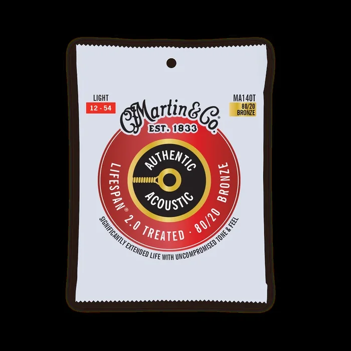 Martin Authentic Acoustic Lifespan 2.0 80/20 Bronze Guitar Strings -.012-.054 Light