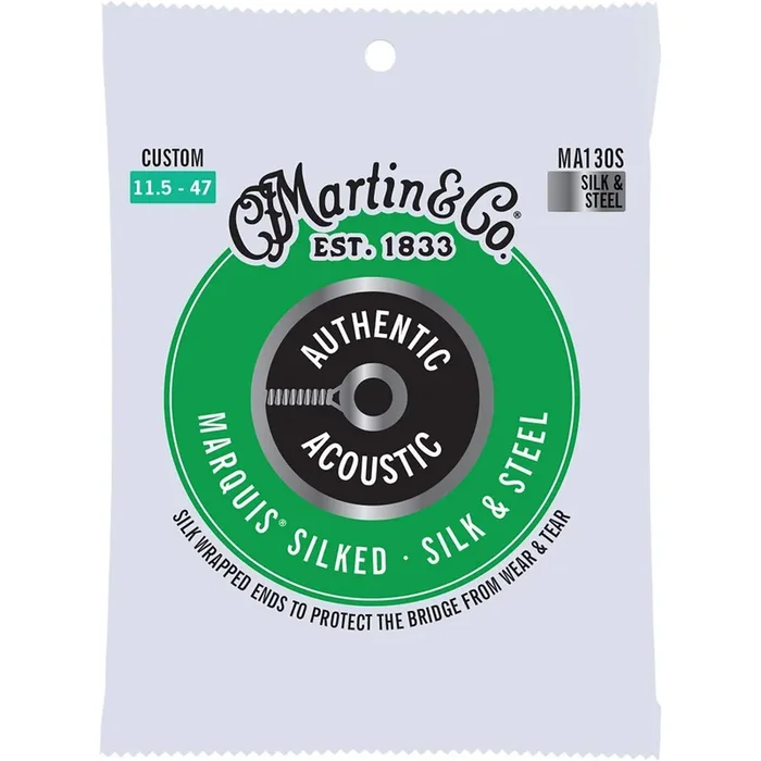 Martin MA130S Authentic Acoustic Marquis® Silked Guitar Strings, Silk & Steel, Custom