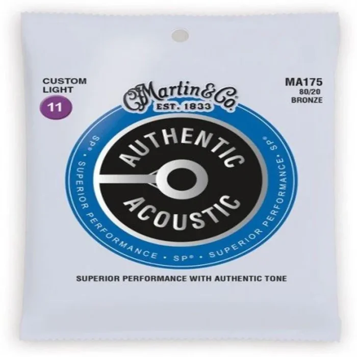 Martin MA175 Original 80/20 Bronze Acoustic Guitar Strings – Custom Light – 11-52