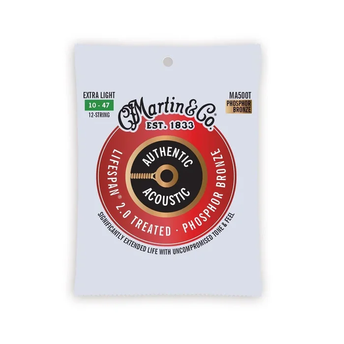 Martin MA500T Phosphor Bronze Treated 10-47 Extra Light, 12-String Guitar Strings