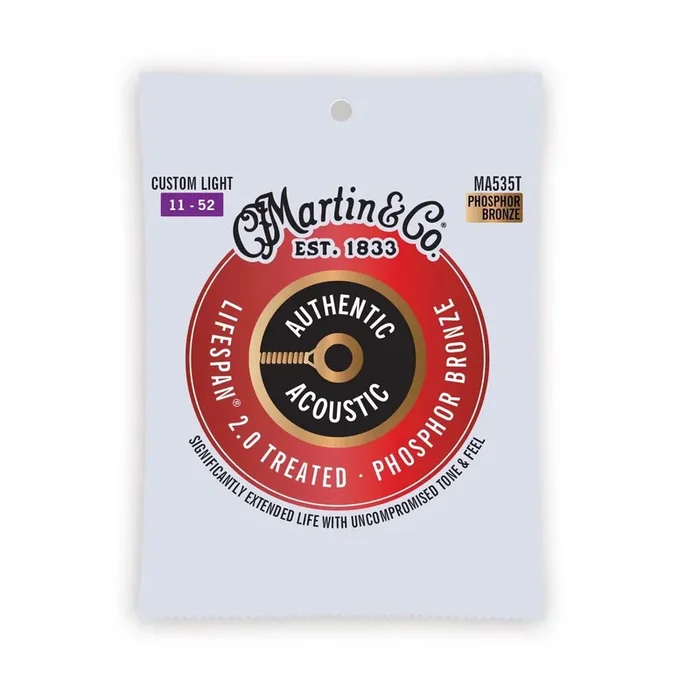 Martin MA540T Authentic Acoustic Lifespan 2.0 Acoustic Guitar Strings – .012-.054 Light