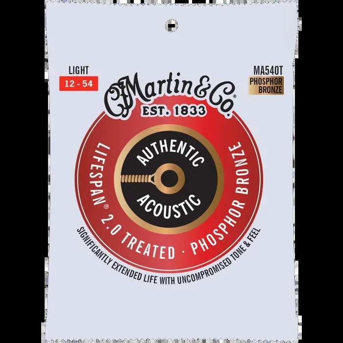Martin MA540T Authentic Acoustic Lifespan® 2.0 Guitar Strings Phosphor Bronze, Light