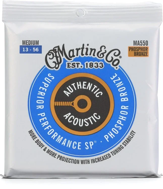 Martin MA550 Authentic Acoustic Superior Performance 92-8 Phosphor Bronze Guitar Strings – .013-.056 Medium