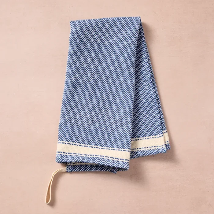 Matbakh Cotton Tea Towel – Blue with Tan
