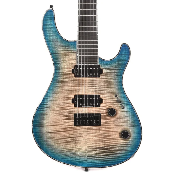 Mayones Regius 7-String Jeans Black 2-Tone Blue Burst Gloss