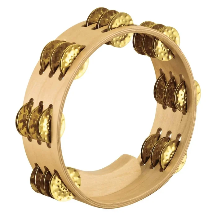 Meinl Artisan Compact 8″ Wood Tambourine Hammered Brass Jingles 3 Rows Maple