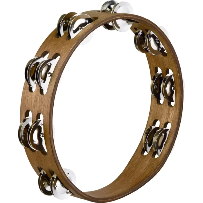 Meinl Percussion 10″ 2 Row Traditional Wood Tambourine (Stainless Steel Jingles)