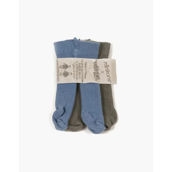 Minikane gordis pack of 2 tights in azure and sage