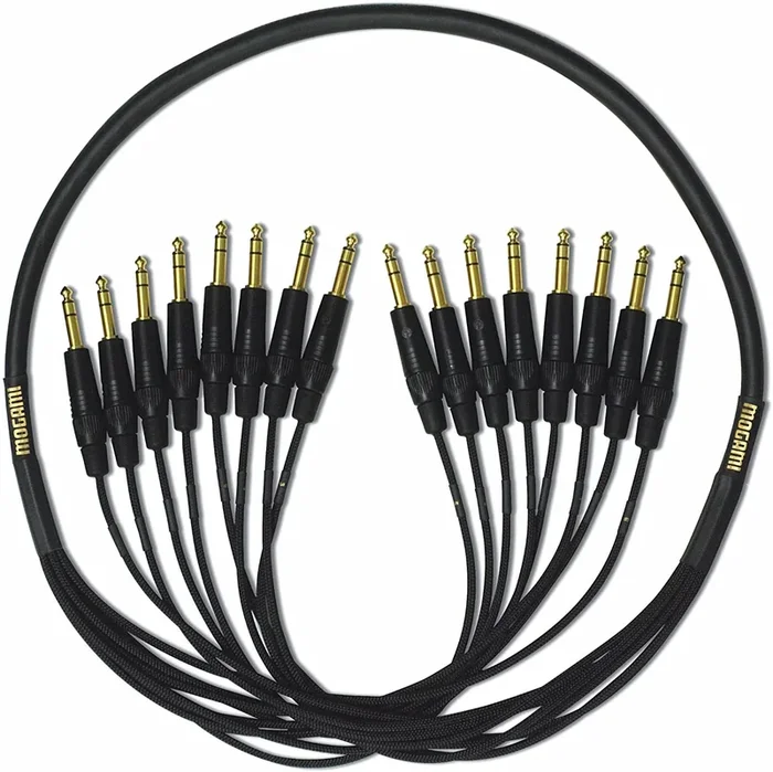 Mogami Gold 8 x 1/4″ TRS Male to 8 x 1/4″ TRS Male Fan-Out Audio Snake – 15′